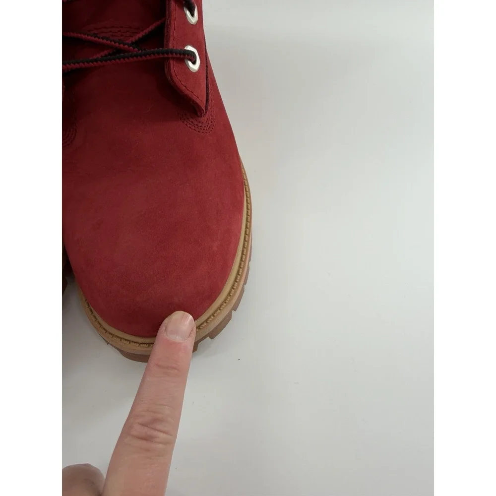 Timberland Boots Boys 5.5 US Red Suede Nubuck 6 Inch Premium Waterproof Hiking